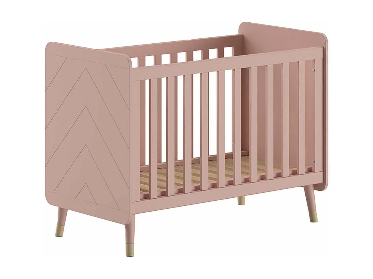 TINY WHITE - Chambre avec lit bébé rose + table à langer + Armoire 3 Portes