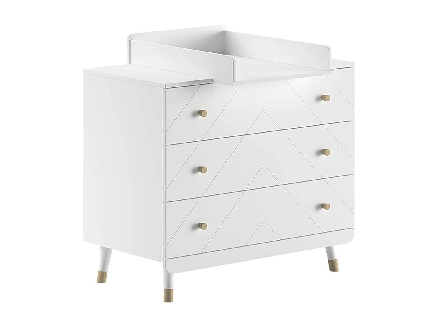 TINY WHITE - Chambre avec lit bébé + table à langer + Armoire 2 Portes