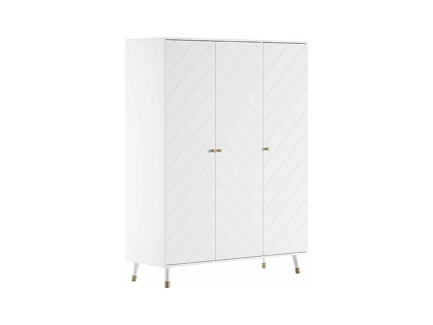 TINY WHITE - Armoire 3 Portes Blanche Motif Graphique