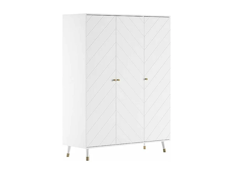 TINY WHITE - Armoire 3 Portes Blanche Motif Graphique