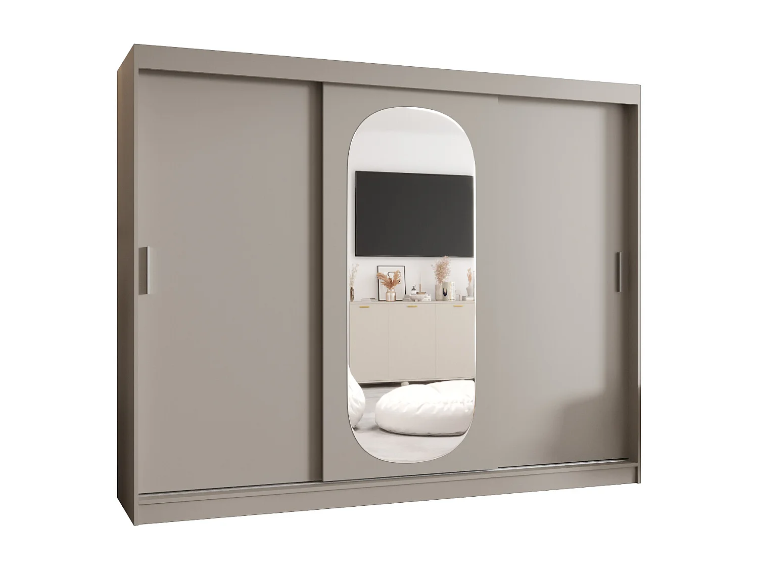 Schiebetürenschrank mit Spiegel ROYAL 200/250/62 3-Türig (Kaschmir)