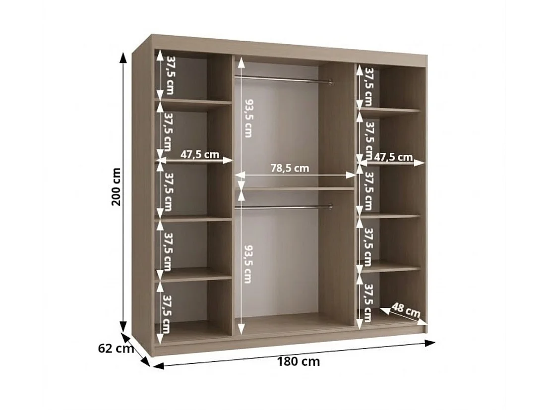 Schuifdeurkast Royal 200/180/62 2 deuren (Kasjmier)