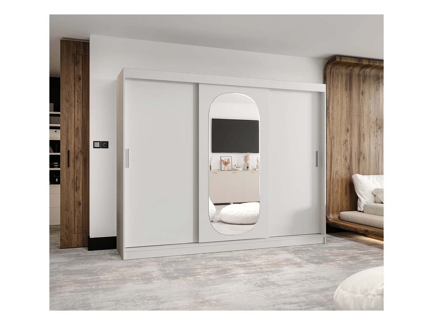 SCHWEBETÜRENSCHRANK ROYAL 200/250/62 3-Türig (Weiß)