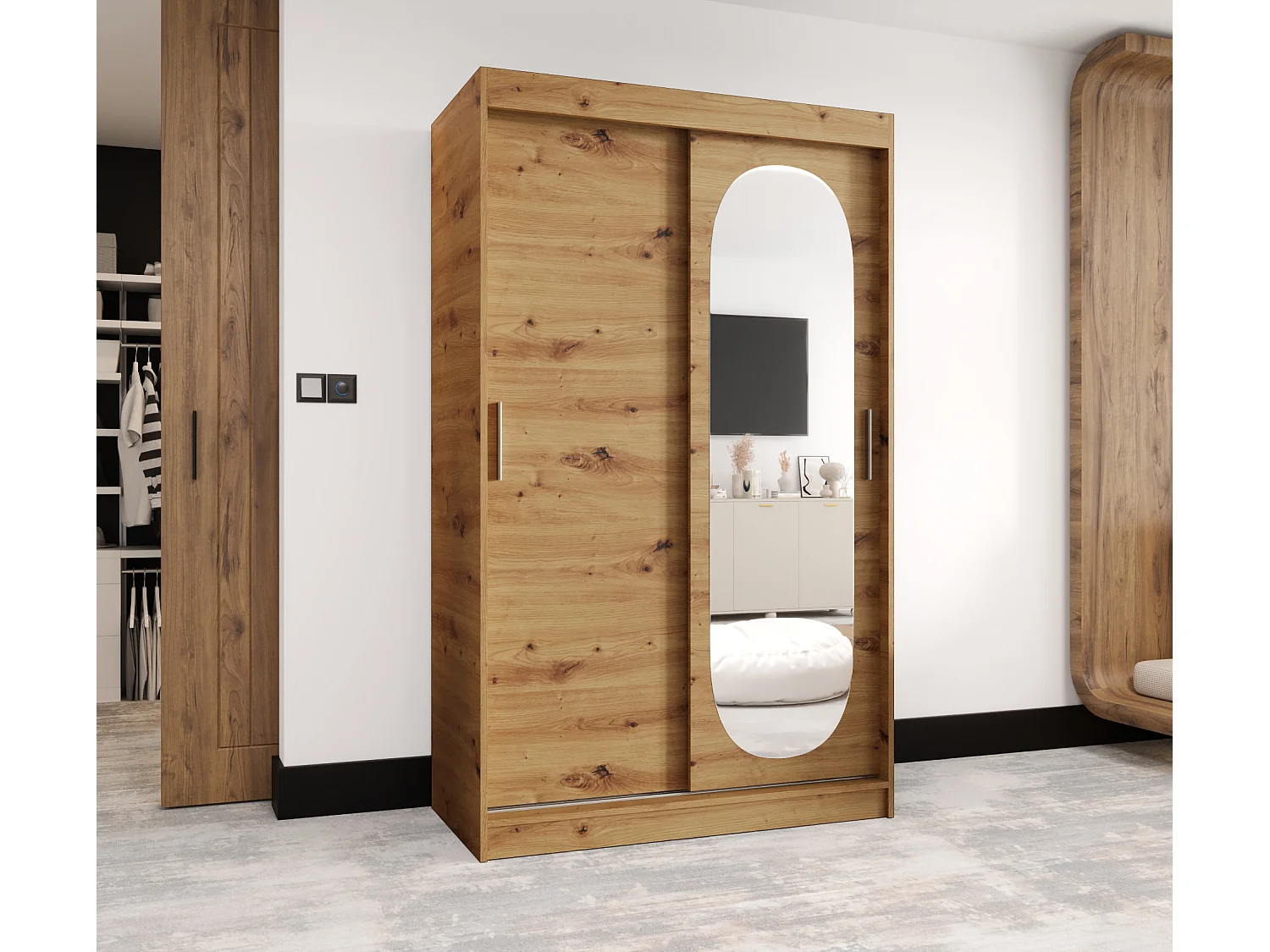 Schiebetürenschrank mit Spiegel ROYAL 200/120/62 2-Türig (Artisan)