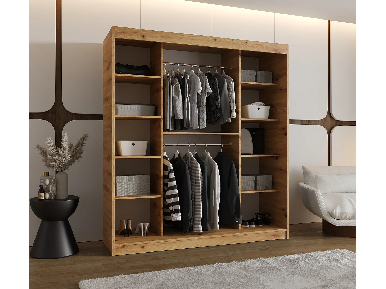 Schuifdeurkast Royal 200/180/62 2 deuren (Artisan eiken)