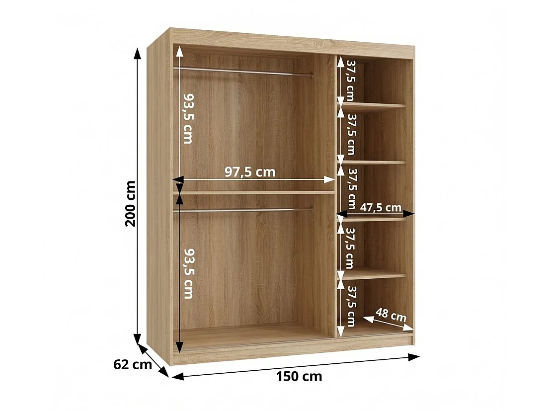 Schuifdeurkast Royal 200/150/62 2 deuren (Sonoma)