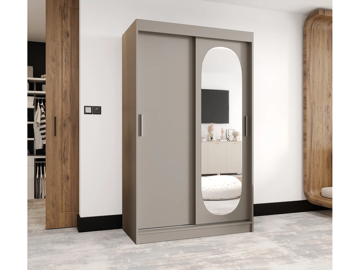 Schiebetürenschrank mit Spiegel ROYAL 200/120/62 2-Türig (Kaschmir)