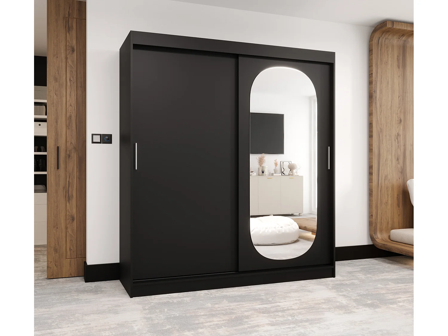 Armoire Royal À Portes Coulissantes 200/180/62 2 portes (Noir)