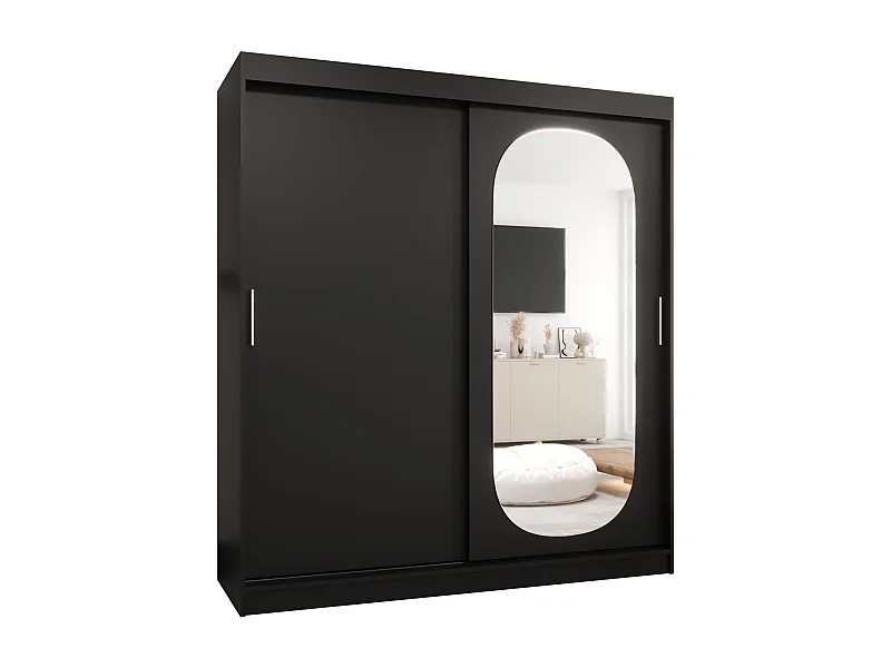 SCHWEBETÜRENSCHRANK ROYAL 200/180/62 2-Türig (Schwarz)