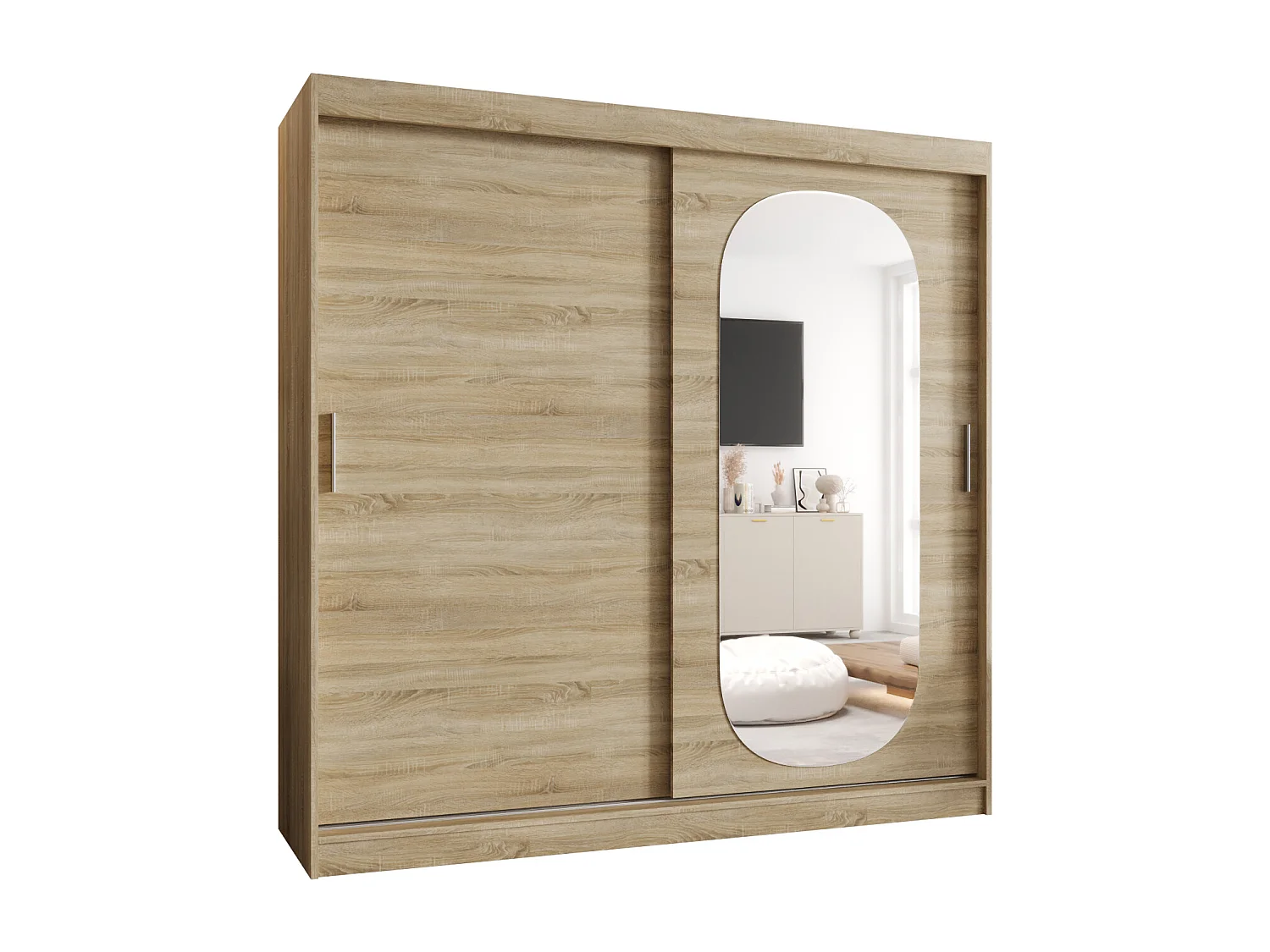 Schiebetürenschrank mit Spiegel ROYAL 200/200/62 2-Türig (Sonoma)