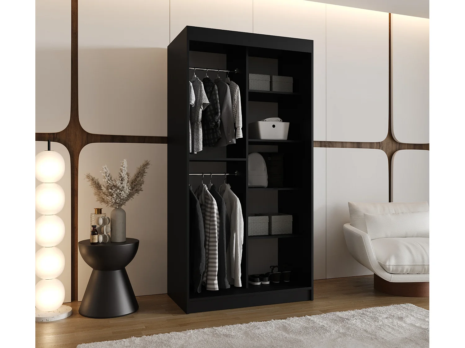 Armoire Royal À Portes Coulissantes 200/100/62 2 portes (Noir)