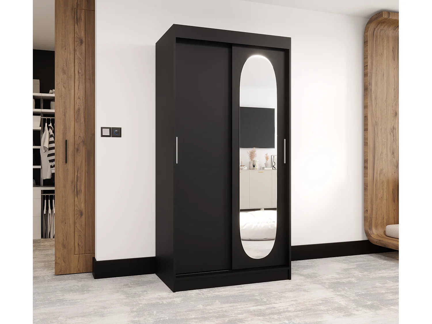 Armadio con porte scorrevoli Royal 200/100/62 2 porta (Nero)