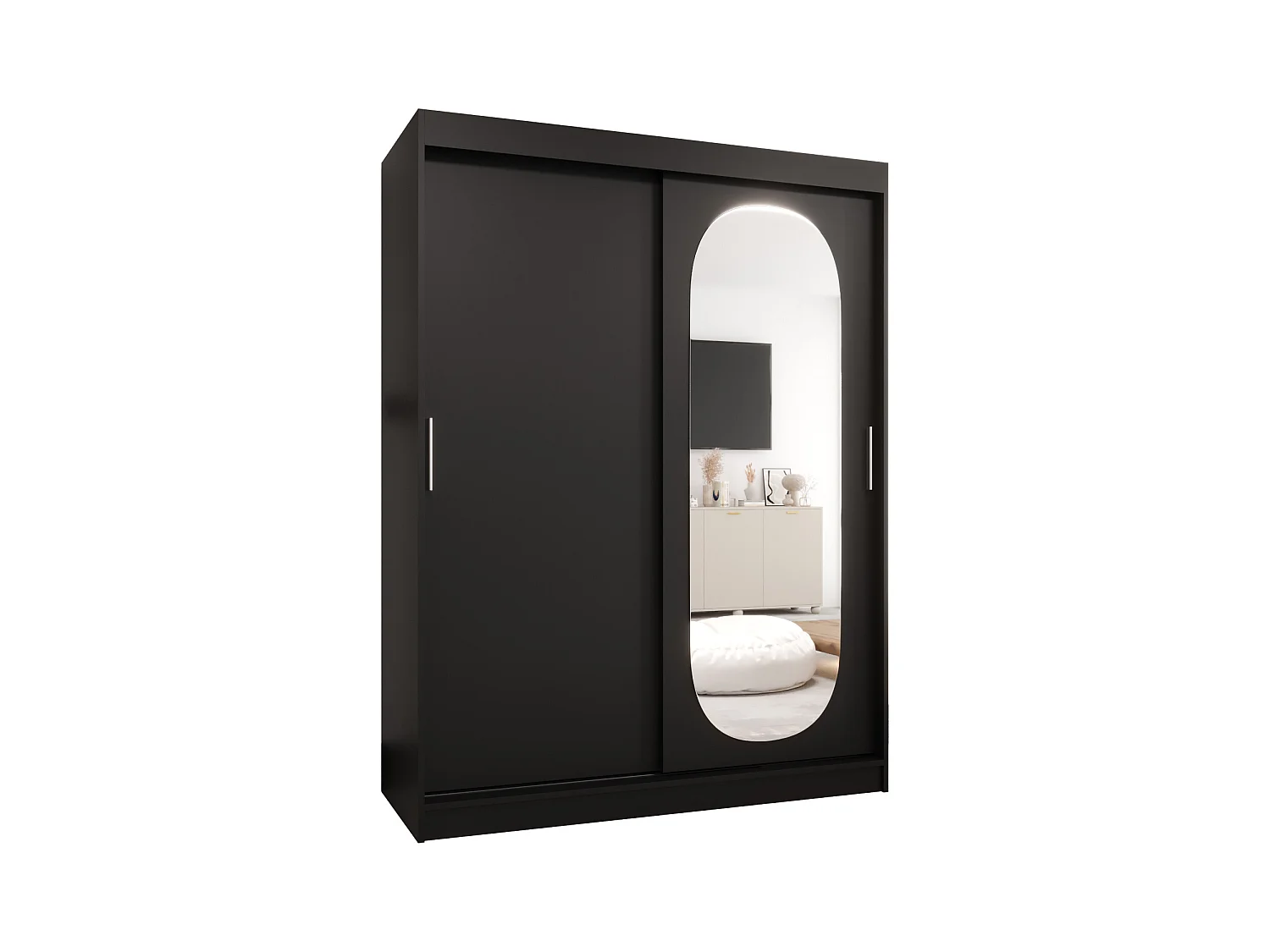 SCHWEBETÜRENSCHRANK ROYAL 200/150/62 2-Türig (Schwarz)
