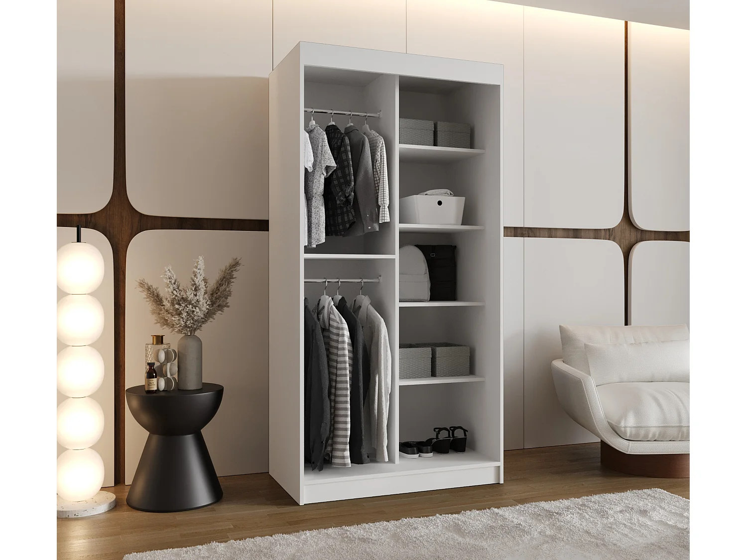 Armadio con porte scorrevoli Royal 200/100/62 2 porta (Bianco)