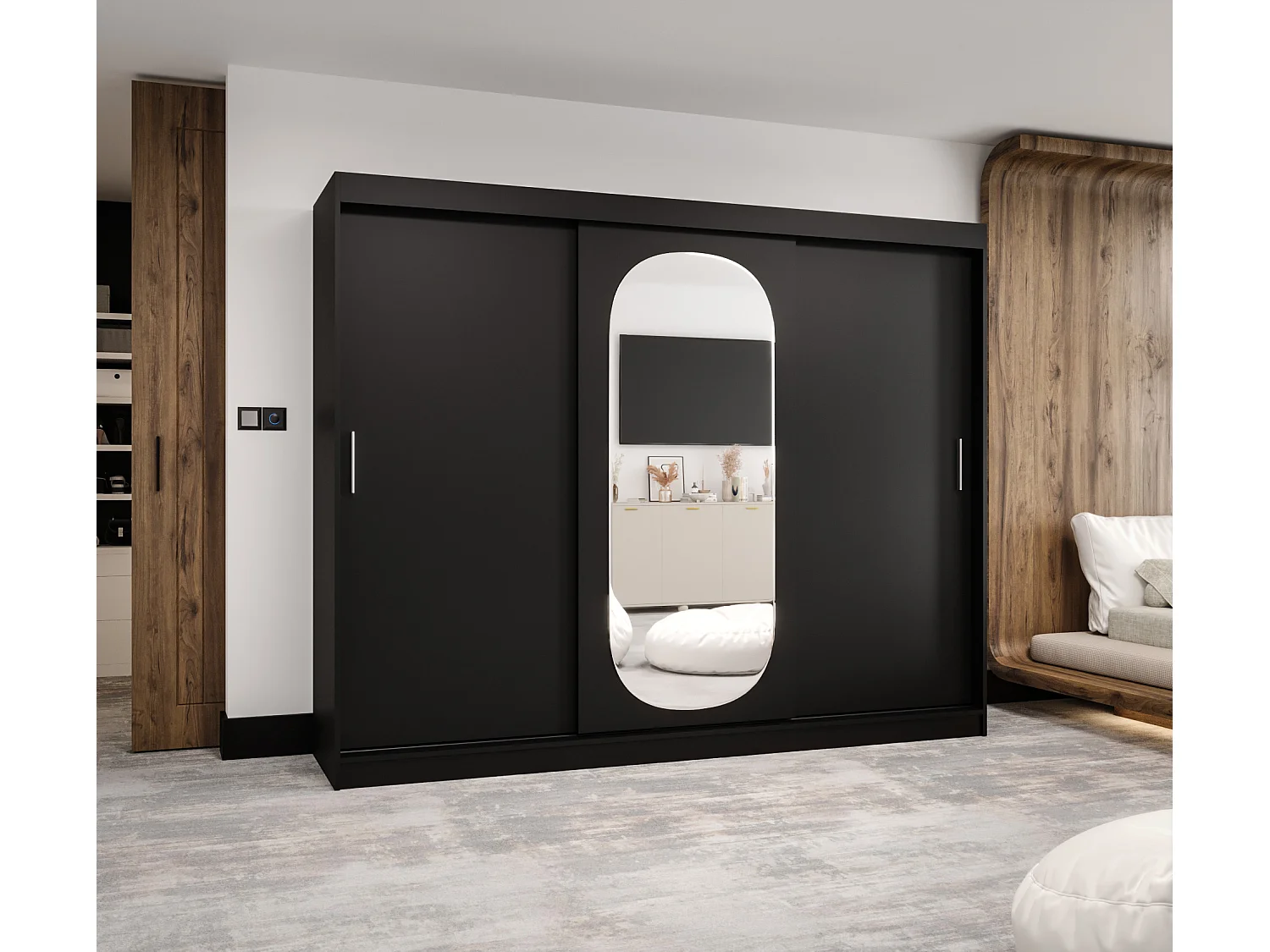 Armoire Royal À Portes Coulissantes 200/250/62 3 portes (Noir)