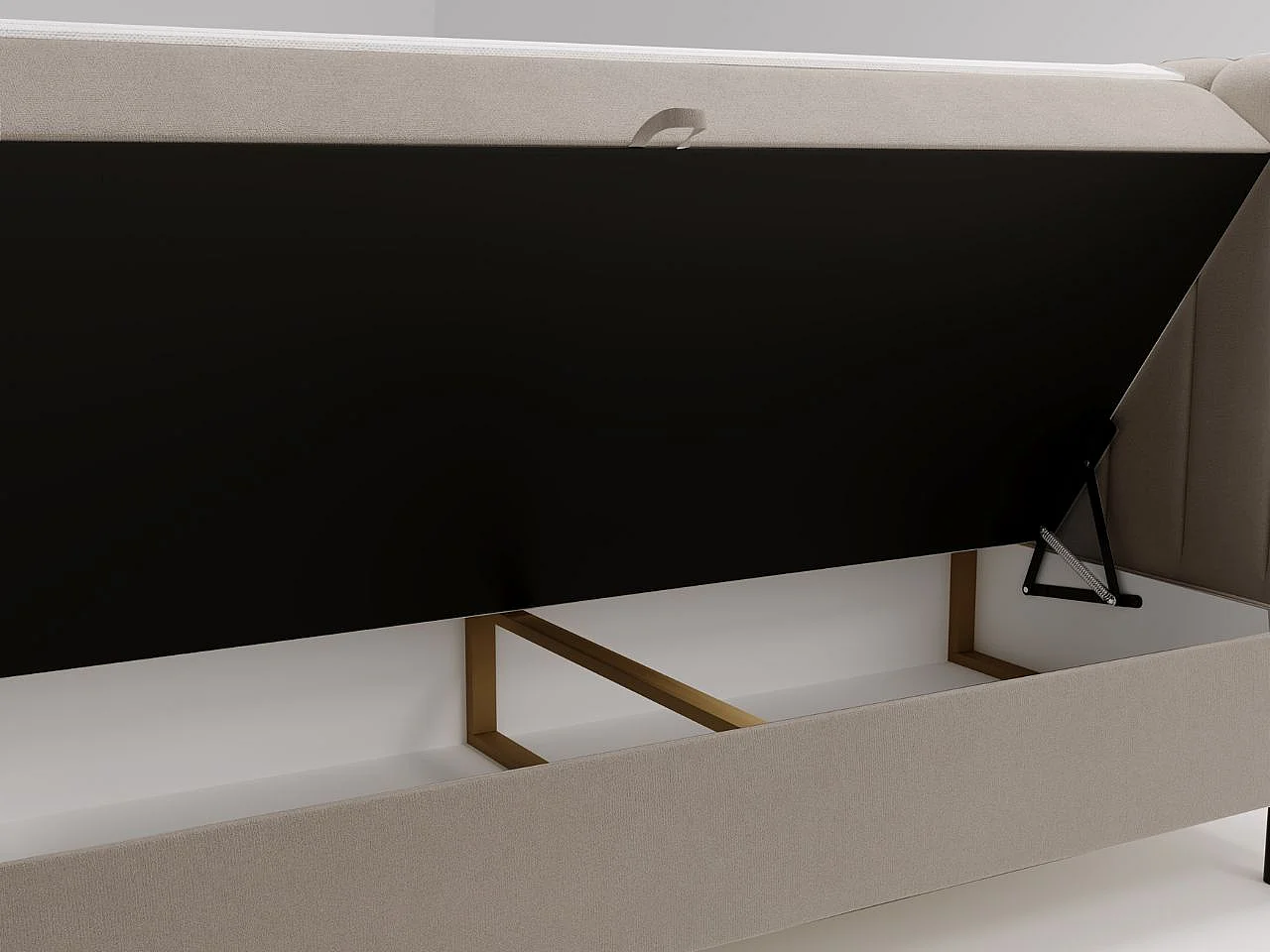 Lit continental Primavera avec rangement - 160 x 200 - double - velours - beige