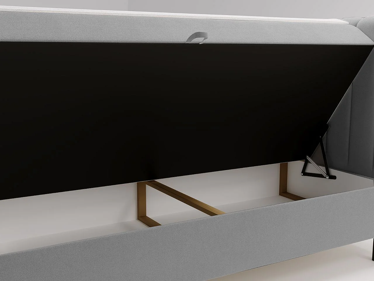 Lit continental Primavera avec rangement - 160 x 200 - double - velours - gris clair