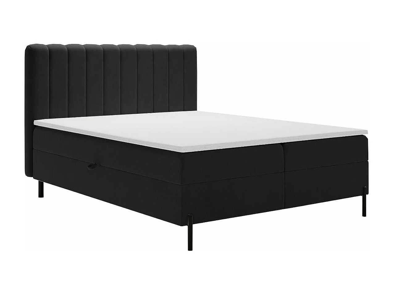 Lit continental Primavera avec rangement - 120 x 200 - double - velours - noir