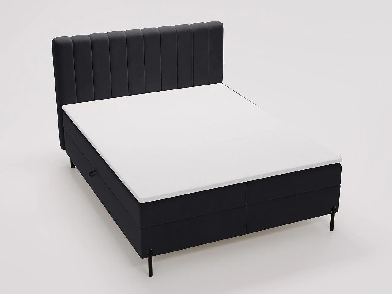 Lit continental Primavera avec rangement - 120 x 200 - double - velours - noir