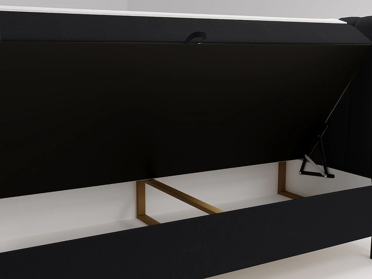 Lit continental Primavera avec rangement - 120 x 200 - double - velours - noir