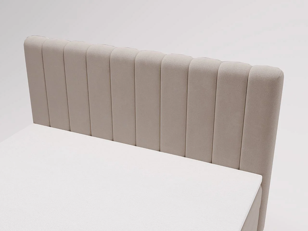 Lit continental Primavera avec rangement - 120 x 200 - double - velours - beige