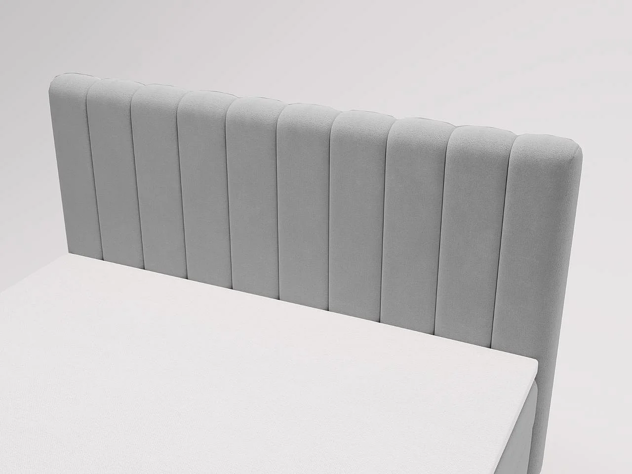 Lit continental Primavera avec rangement - 180 x 200 - double - velours - gris clair