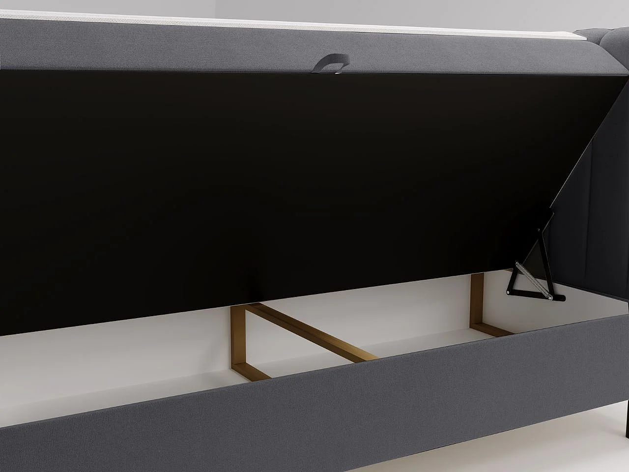 Lit continental Primavera avec rangement - 120 x 200 - double - velours - gris