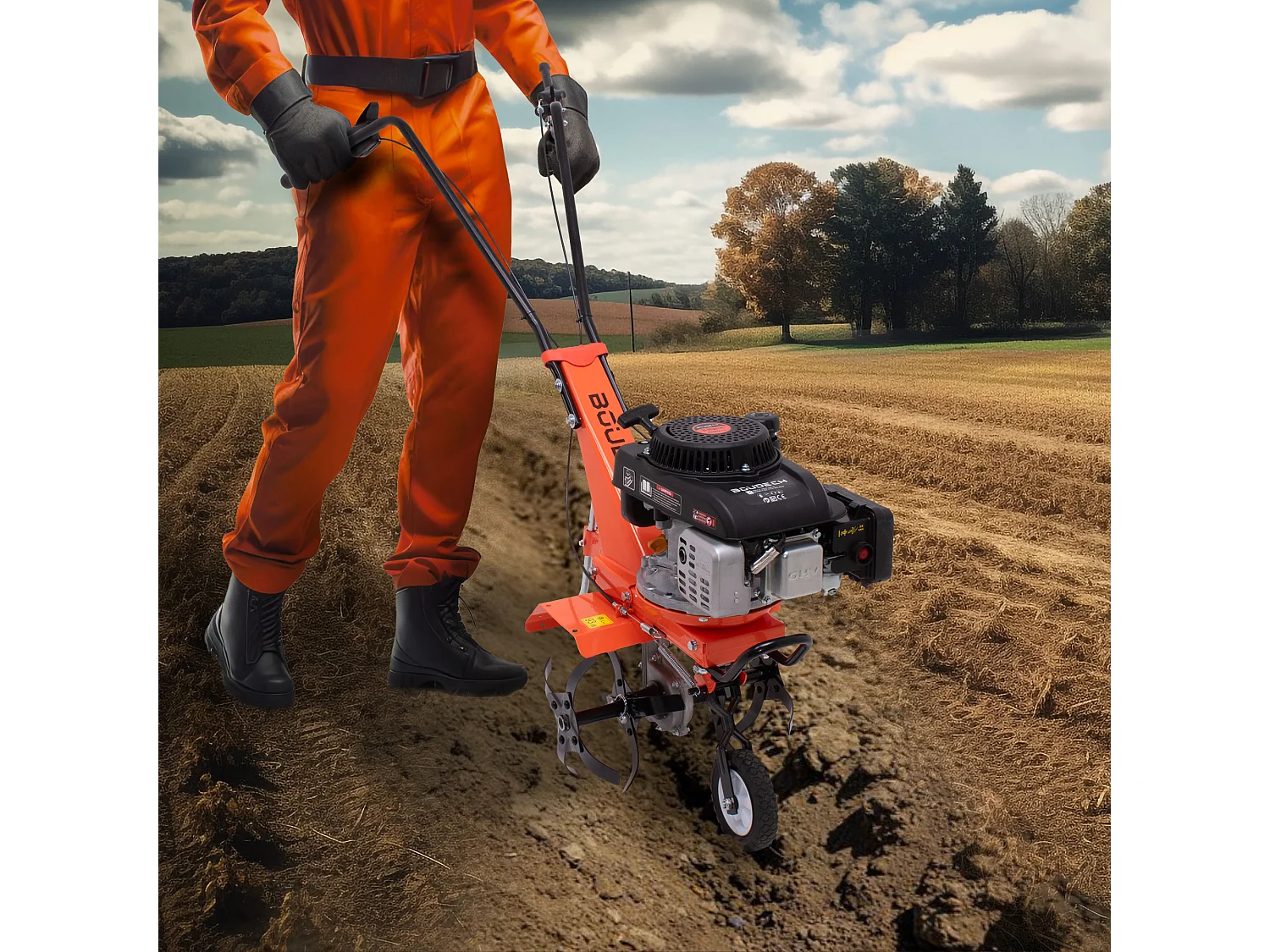 Tukang 140 - Motor para Jardim de Hortas a Gasolina Blast 4 vezes 2.5HP Motor 140cc com 4 Moinhos Ø30 cm