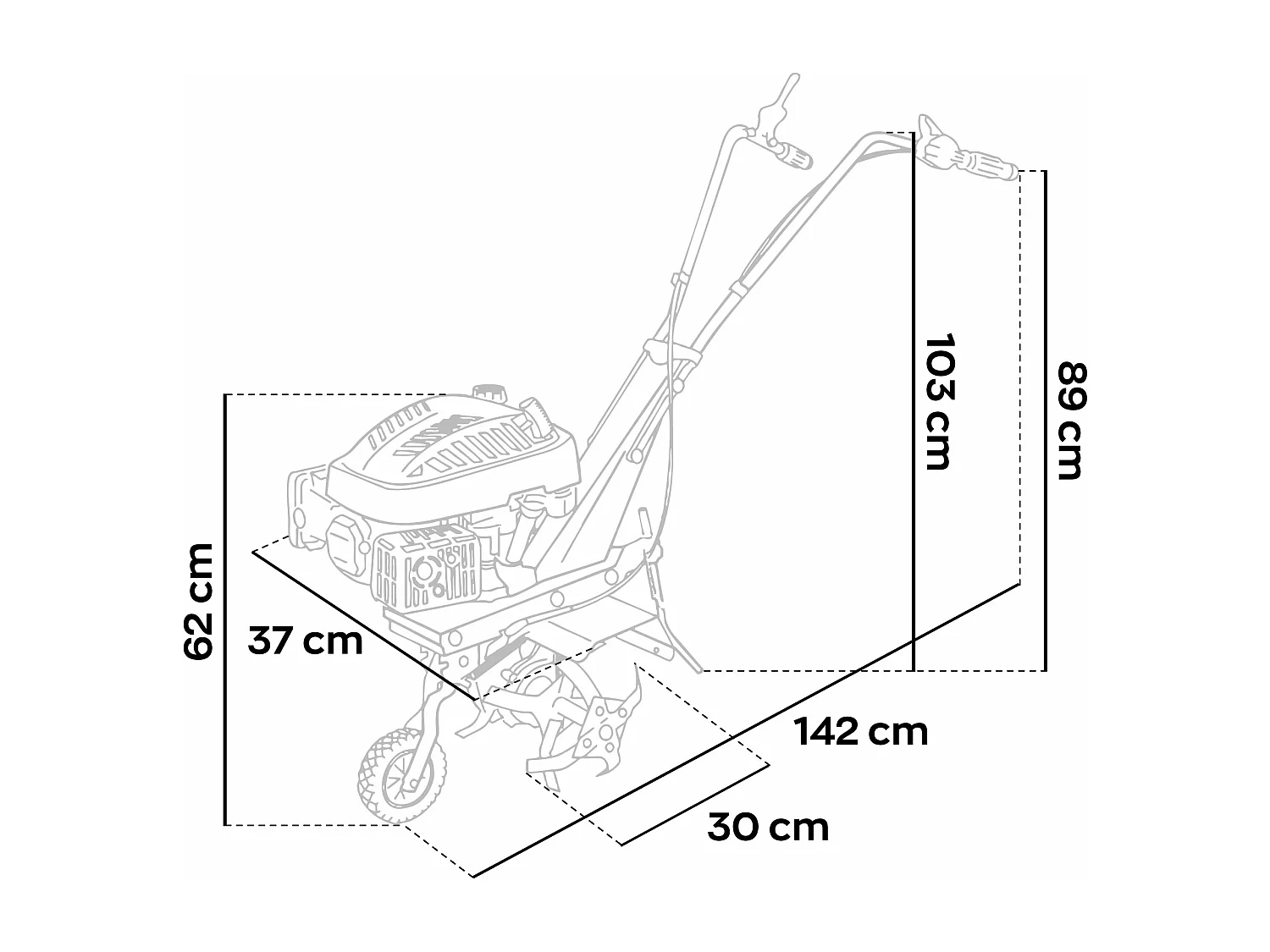 Tukang 140 - Motor para Jardim de Hortas a Gasolina Blast 4 vezes 2.5HP Motor 140cc com 4 Moinhos Ø30 cm