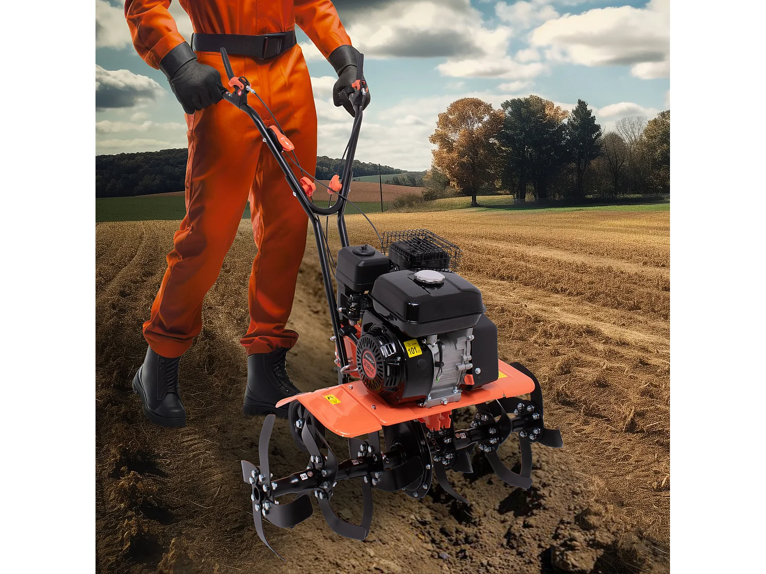 Tukang 212 - Motocoltivatore per Orto a Scoppio a Benzina 4 tempi 6.1HP Motore 212cc con 6 Frese Ø40 cm