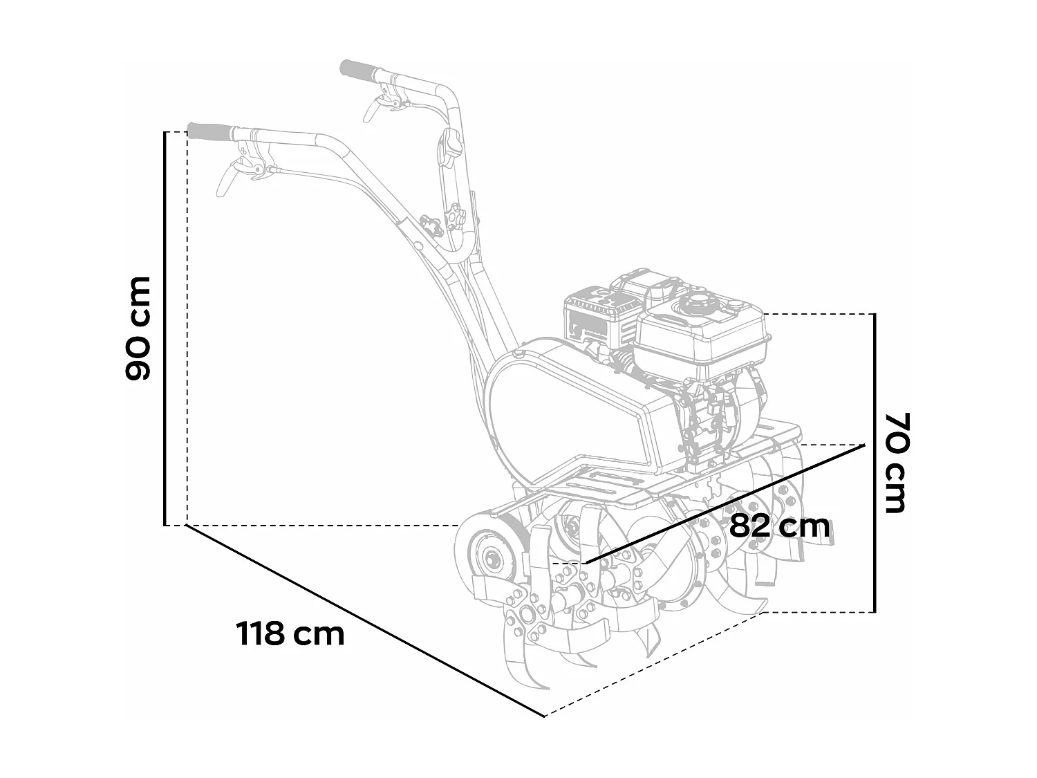 Tukang 212 - Motocoltivatore per Orto a Scoppio a Benzina 4 tempi 6.1HP Motore 212cc con 6 Frese Ø40 cm