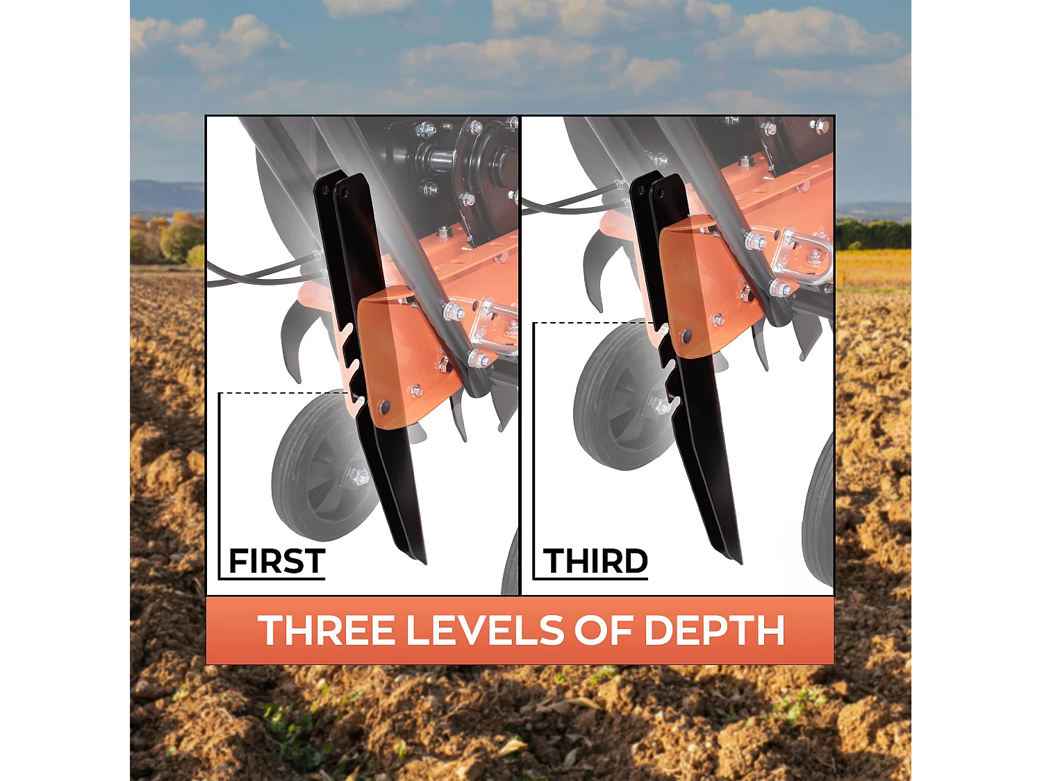 Tukang 212 - Motocoltivatore per Orto a Scoppio a Benzina 4 tempi 6.1HP Motore 212cc con 6 Frese Ø40 cm