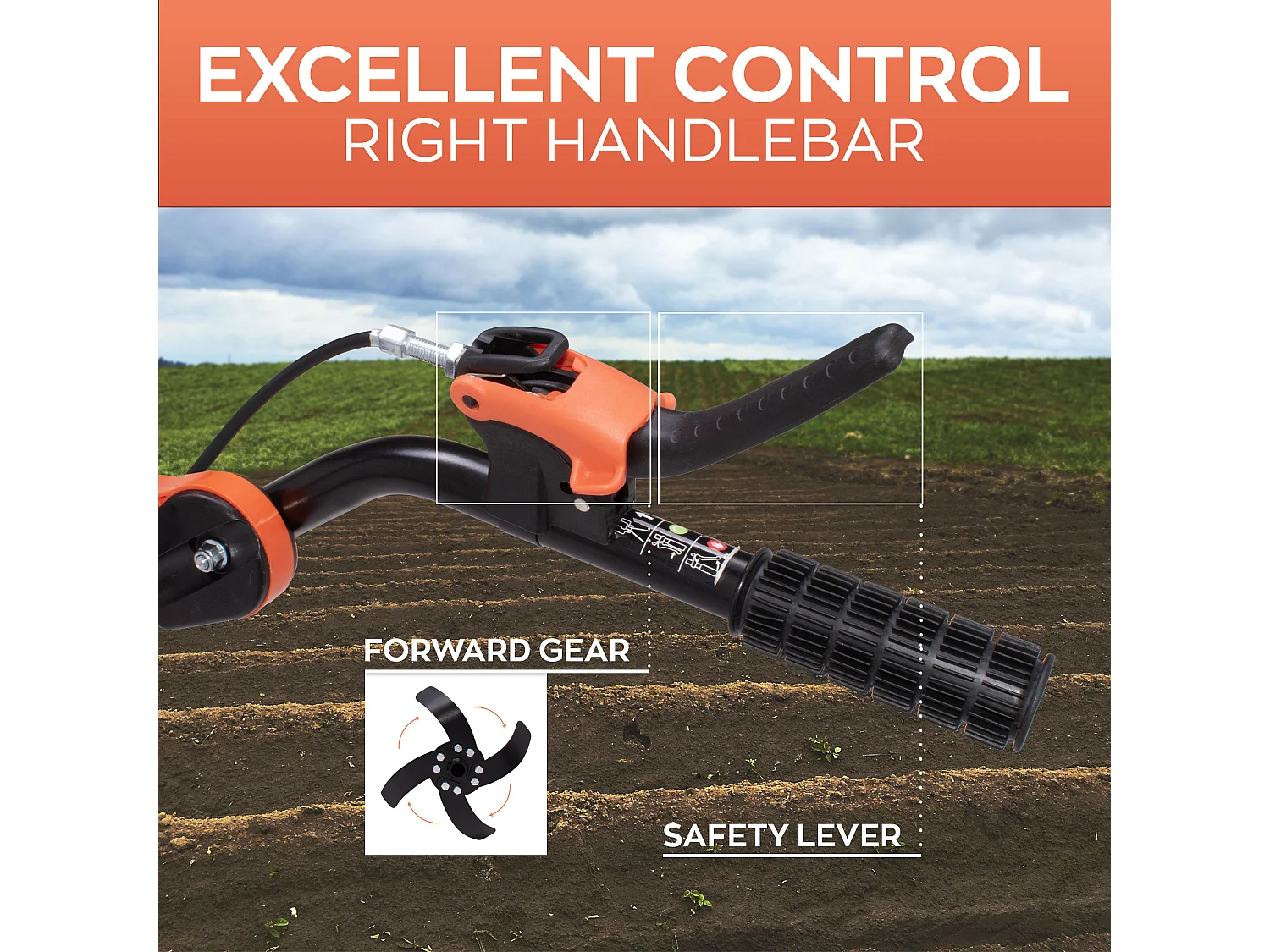 Tukang 212 - Motocultivador para Huerto a Explosión a Gasolina 4 tiempos 6.1HP Motor 212cc con 6 Fresas Ø40 cm