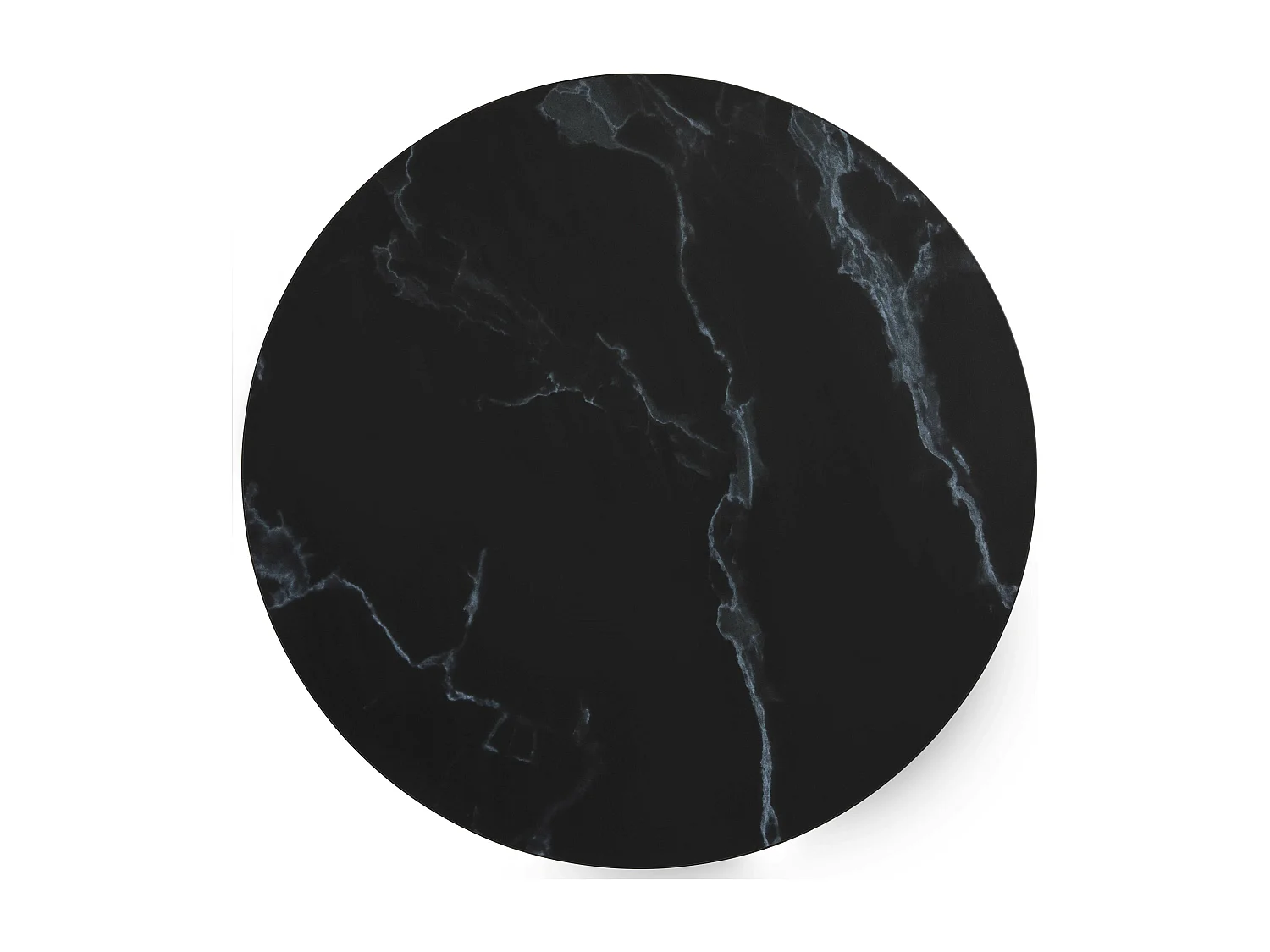 Table haute ronde 60 cm pied noir et revêtement marbre noir