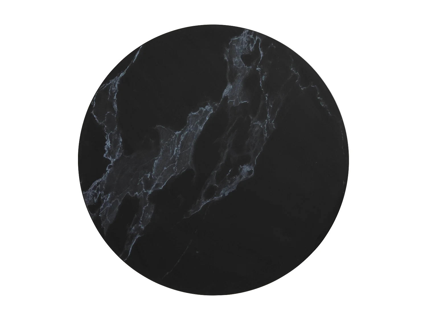 Table haute ronde 60 cm pied noir et revêtement marbre noir