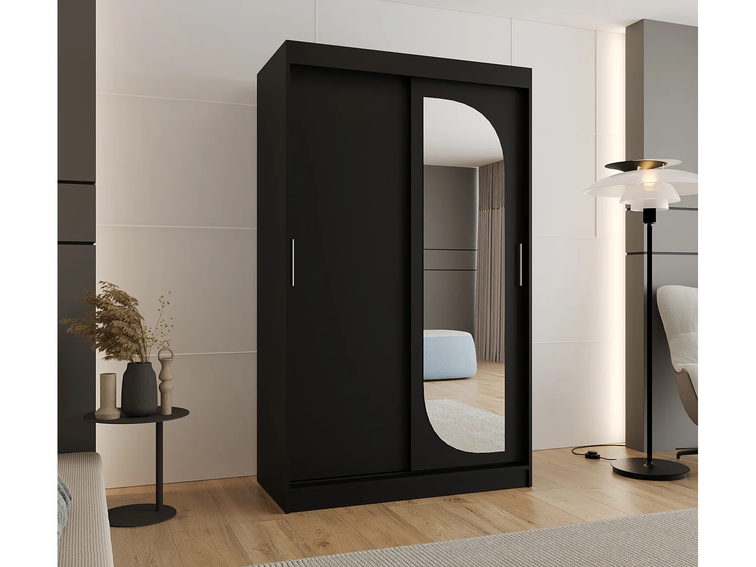 Armoire Lucy À Portes Coulissantes 200/120/62 2 portes (Noir)