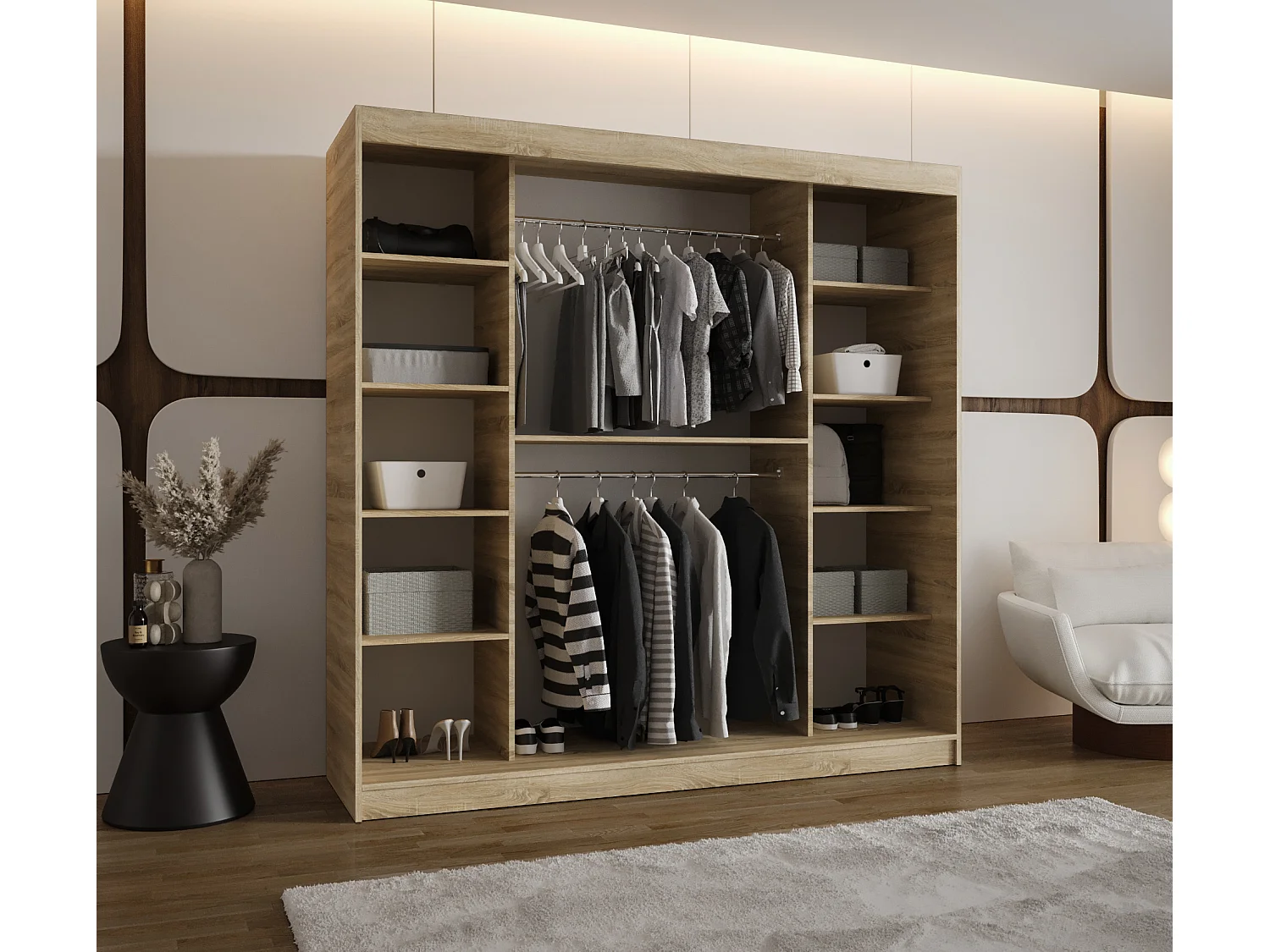 Armoire Lucy À Portes Coulissantes 200/200/62 2 portes (Sonoma)