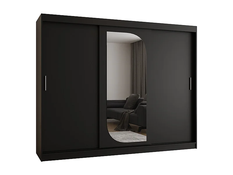 SCHWEBETÜRENSCHRANK LUCY 200/250/62 3-Türig (Schwarz)