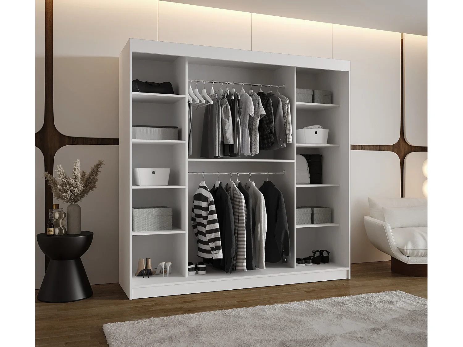 Armoire Lucy À Portes Coulissantes 200/200/62 2 portes (Blanc)