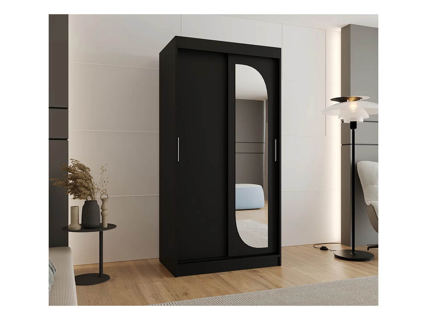 SCHWEBETÜRENSCHRANK LUCY 200/100/62 2-Türig (Schwarz)