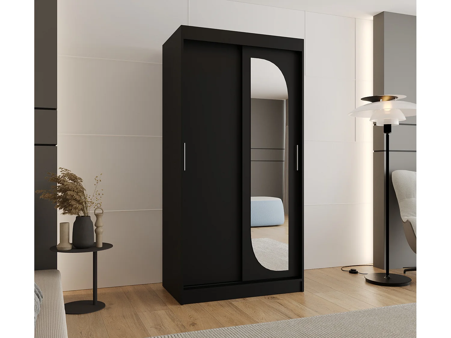 Armoire Lucy À Portes Coulissantes 200/100/62 2 portes (Noir)