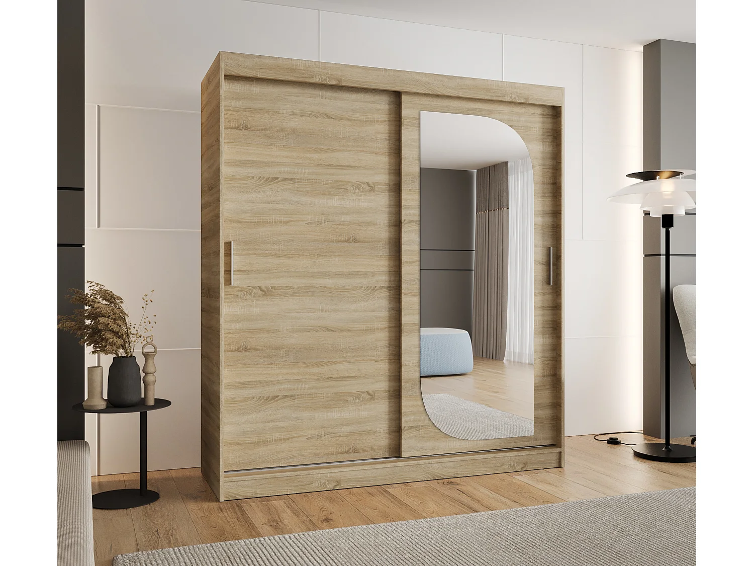 Armoire Lucy À Portes Coulissantes 200/180/62 2 portes (Sonoma)