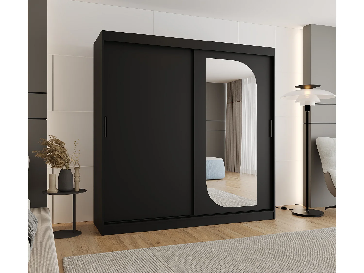 Armoire Lucy À Portes Coulissantes 200/200/62 2 portes (Noir)