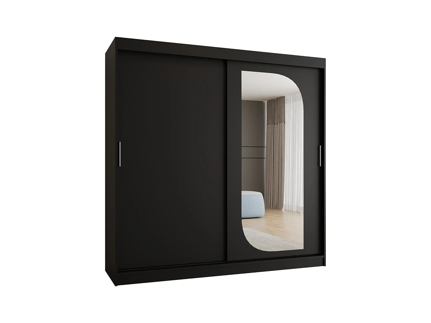 SCHWEBETÜRENSCHRANK LUCY 200/200/62 2-Türig (Schwarz)