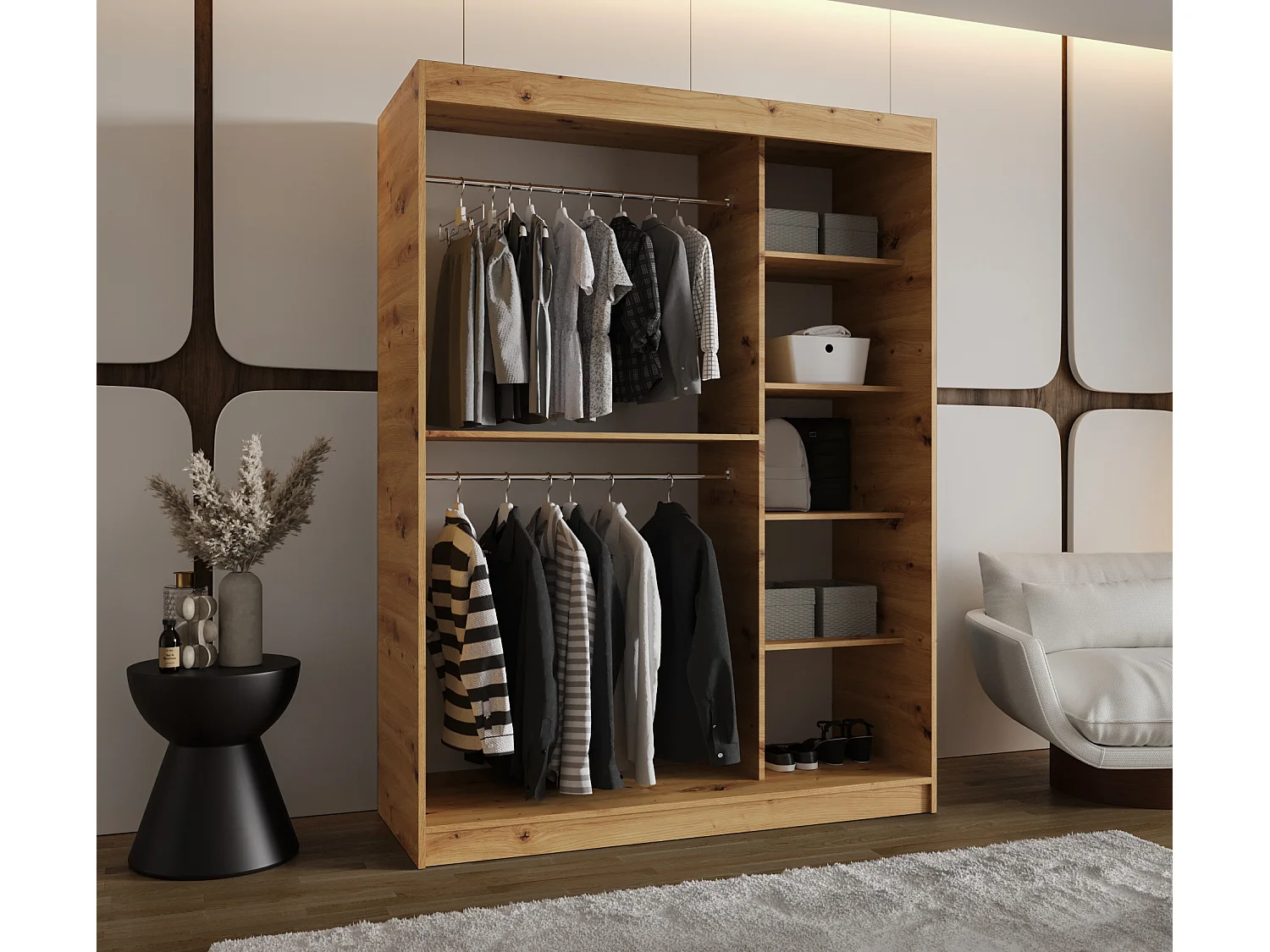 Armoire Lucy À Portes Coulissantes 200/150/62 2 portes (Artisan)