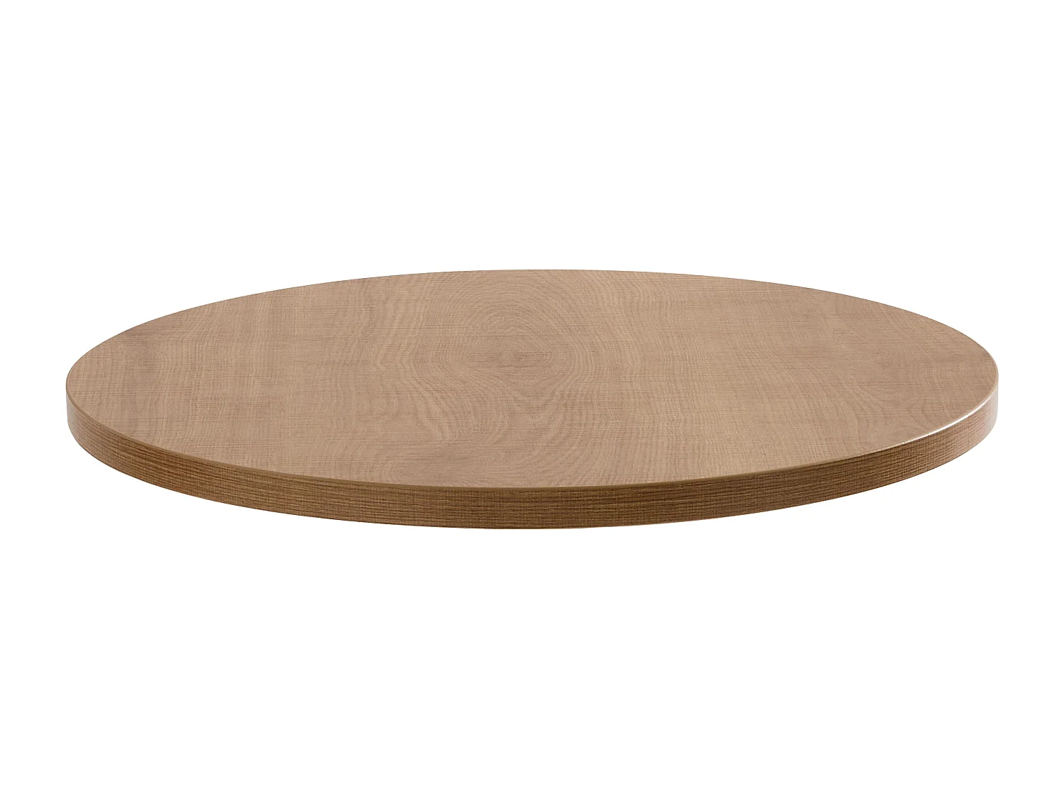 Table haute ronde 60 cm pied noir et revêtement bois clair