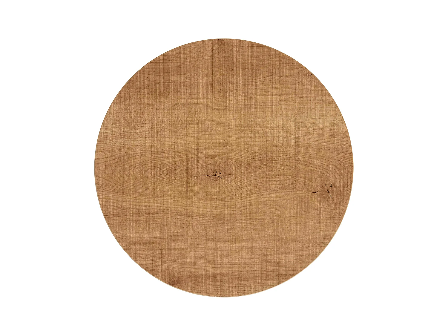 Table haute ronde 60 cm pied noir et revêtement bois clair