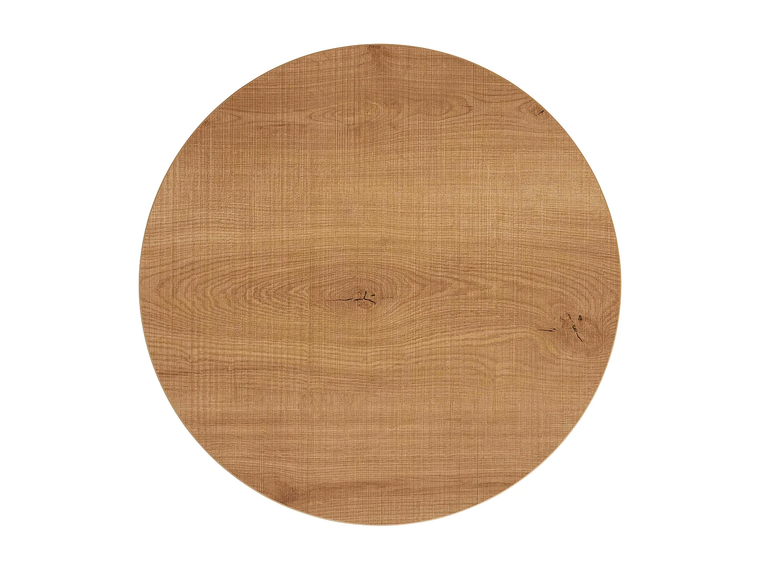 Table haute ronde 60 cm pied noir et revêtement bois clair