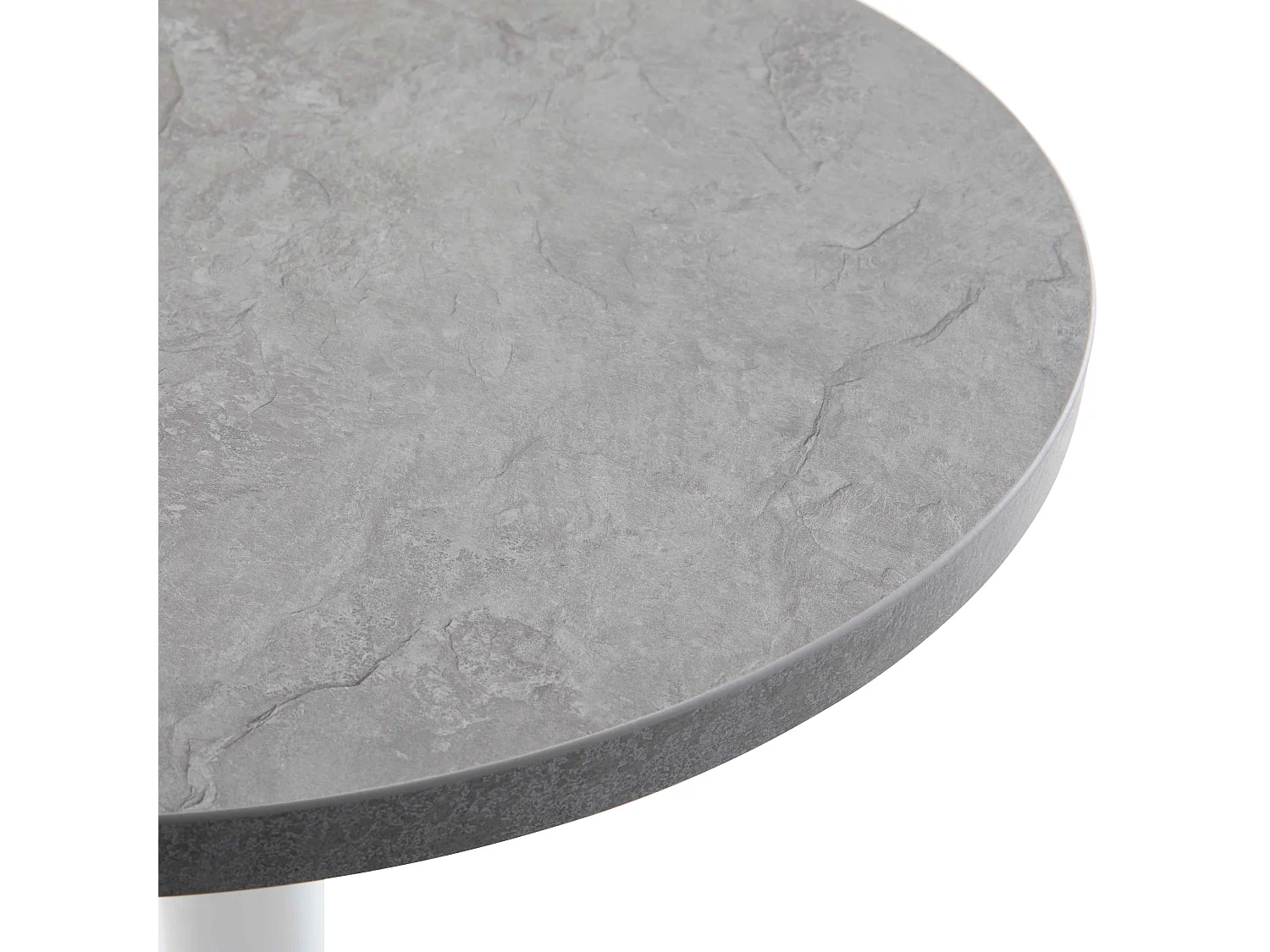 Table à manger ronde 60 cm pied noir et revêtement béton gris