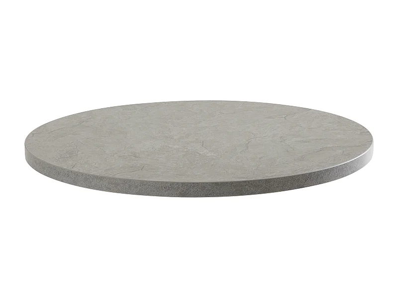 Table à manger ronde 60 cm pied noir et revêtement béton gris